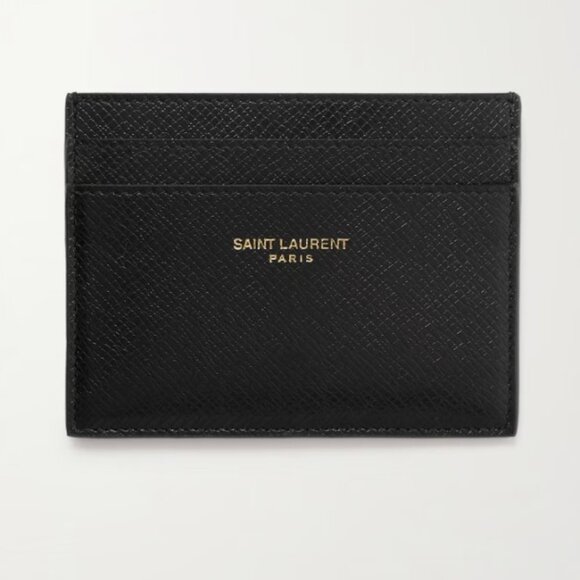 Saint Laurent Logo-Print Upcycled Cross-Grain Leather Cardholder - Picture 1 of 2